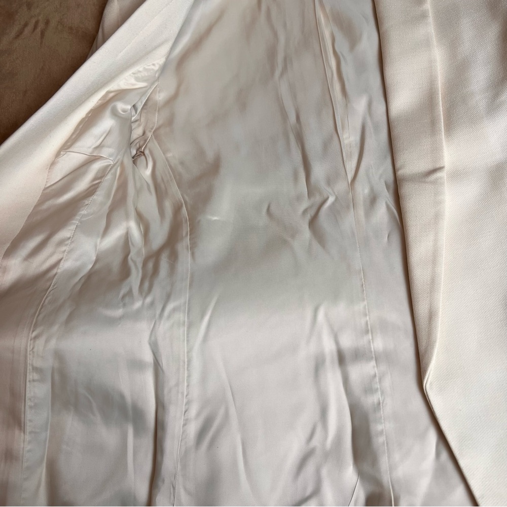 H&M Classic Fitted White Collared Open Blazer with Ruched Sleeves - Size XXS - Picture 5 of 11